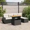 Image de vidaXL Salon de jardin 6 pcs avec coussins noir résine tressée
