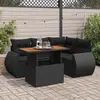 Image de vidaXL Salon de jardin 5 pcs avec coussins noir résine tressée