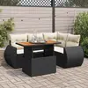 Image de vidaXL Salon de jardin 5 pcs avec coussins noir résine tressée