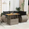 Image de vidaXL Salon de jardin 5 pcs avec coussins gris résine tressée