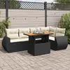 Image de vidaXL Salon de jardin 6 pcs avec coussins noir résine tressée