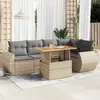 Image de vidaXL Salon de jardin avec coussins 6 pcs beige résine tressée
