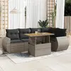 Image de vidaXL Salon de jardin 6 pcs avec coussins gris résine tressée