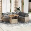 Image de vidaXL Salon de jardin avec coussins 7 pcs beige résine tressée