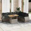 Image de vidaXL Salon de jardin avec coussins 7 pcs gris résine tressée