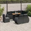 Image de vidaXL Salon de jardin 9 pcs avec coussins noir résine tressée