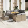 Image de vidaXL Salon de jardin avec coussins 9 pcs beige résine tressée