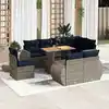 Image de vidaXL Salon de jardin 9 pcs avec coussins gris résine tressée