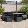 Image de vidaXL Salon de jardin 7 pcs avec coussins noir résine tressée