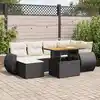 Image de vidaXL Salon de jardin 7 pcs avec coussins noir résine tressée
