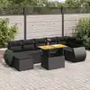 Image de vidaXL Salon de jardin 8 pcs avec coussins noir résine tressée