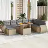 Image de vidaXL Salon de jardin avec coussins 9 pcs beige résine tressée