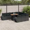 Image de vidaXL Salon de jardin 11 pcs avec coussins noir résine tressée