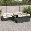 Image de vidaXL Salon de jardin 11 pcs avec coussins noir résine tressée