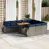 Image de vidaXL Salon de jardin 11 pcs avec coussins gris résine tressée