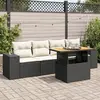 Image de vidaXL Salon de jardin 5 pcs avec coussins noir résine tressée