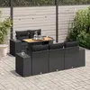 Image de vidaXL Salon de jardin 6 pcs avec coussins noir résine tressée