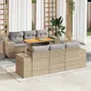 Image de vidaXL Salon de jardin avec coussins 7 pcs beige résine tressée