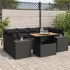 Image de vidaXL Salon de jardin 7 pcs avec coussins noir résine tressée