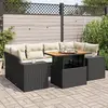 Image de vidaXL Salon de jardin 7 pcs avec coussins noir résine tressée