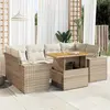 Image de vidaXL Salon de jardin avec coussins 7 pcs beige résine tressée