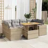 Image de vidaXL Salon de jardin avec coussins 7 pcs beige résine tressée
