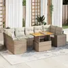Image de vidaXL Salon de jardin avec coussins 8 pcs beige résine tressée