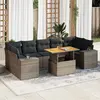 Image de vidaXL Salon de jardin 8 pcs avec coussins gris résine tressée