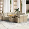 Image de vidaXL Salon de jardin avec coussins 9 pcs beige résine tressée
