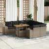 Image de vidaXL Salon de jardin 9 pcs avec coussins gris résine tressée