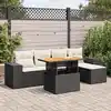 Image de vidaXL Salon de jardin 6 pcs avec coussins noir résine tressée