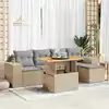 Image de vidaXL Salon de jardin avec coussins 6 pcs beige résine tressée