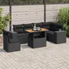 Image de vidaXL Salon de jardin 7 pcs avec coussins noir résine tressée