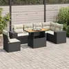 Image de vidaXL Salon de jardin 7 pcs avec coussins noir résine tressée