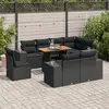 Image de vidaXL Salon de jardin 9 pcs avec coussins noir résine tressée
