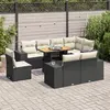 Image de vidaXL Salon de jardin 9 pcs avec coussins noir résine tressée