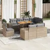 Image de vidaXL Salon de jardin avec coussins 9 pcs beige résine tressée