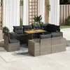 Image de vidaXL Salon de jardin 9 pcs avec coussins gris résine tressée