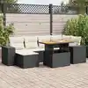 Image de vidaXL Salon de jardin 7 pcs avec coussins noir résine tressée