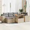 Image de vidaXL Salon de jardin avec coussins 7 pcs beige résine tressée