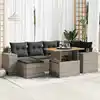 Image de vidaXL Salon de jardin avec coussins 7 pcs gris résine tressée