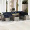 Image de vidaXL Salon de jardin 9 pcs avec coussins gris résine tressée