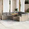 Image de vidaXL Salon de jardin avec coussins 10pcs beige résine tressée acacia
