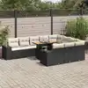Image de vidaXL Salon de jardin 10 pcs avec coussins noir résine tressée acacia