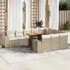 Image de vidaXL Salon de jardin avec coussins 10pcs beige résine tressée acacia