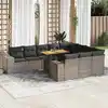 Image de vidaXL Salon de jardin avec coussins 10 pcs gris résine tressée acacia