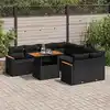 Image de vidaXL Salon de jardin avec coussins 9 pcs noir résine tressée acacia