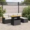 Image de vidaXL Salon de jardin 6 pcs avec coussins noir résine tressée acacia