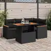 Image de vidaXL Salon de jardin 5 pcs avec coussins noir résine tressée acacia
