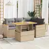 Image de vidaXL Salon de jardin avec coussins 5 pcs beige résine tressée acacia